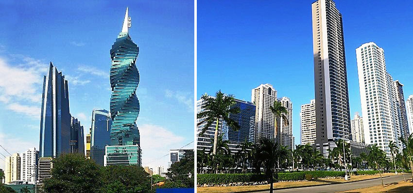 Panama’s skyline includes skyscrapers of many sizes and shapes