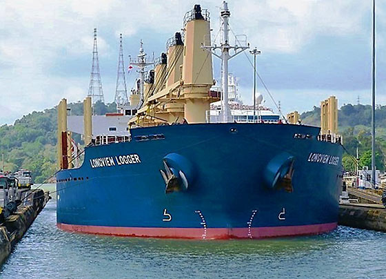 a ship at one of the Panama Canal locks