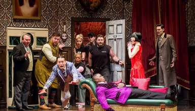 the company of the national tour of 'The Play That Goes Wrong'