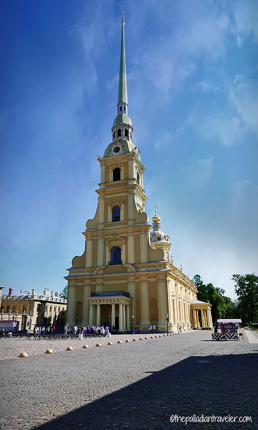 the 404 ft. bell tower of the Saints Peter and Paul Cathedral