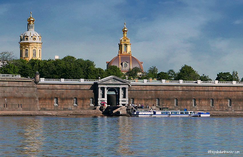 closer view of the Peter and Paul Fortress at Zayachy Ostrov