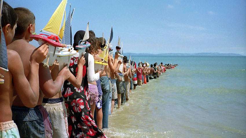 Don’t Cross the Bridge Before You Get to the River, 2008; photo by Francis Alÿs