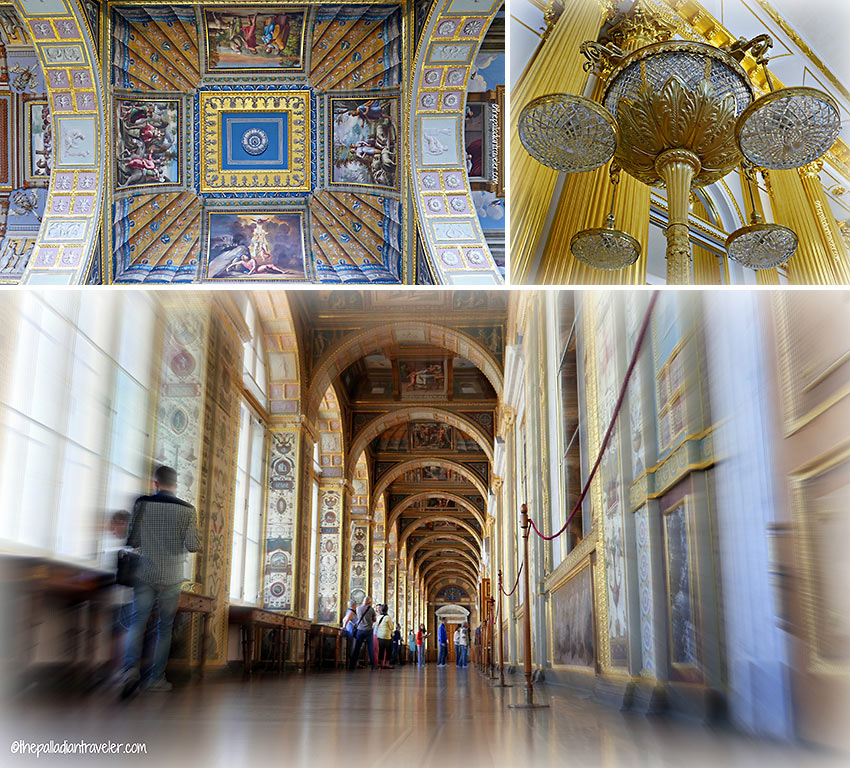 hallway and decorated ceilings at the Hermitage