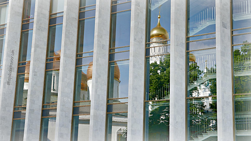 concrete and glass wall of the State Kremlin Palace