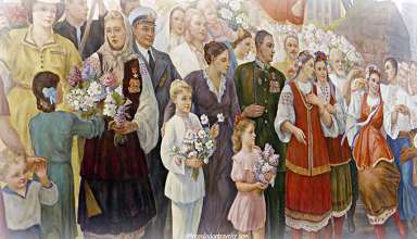 mural at the museumesque Moscow Metro subway system