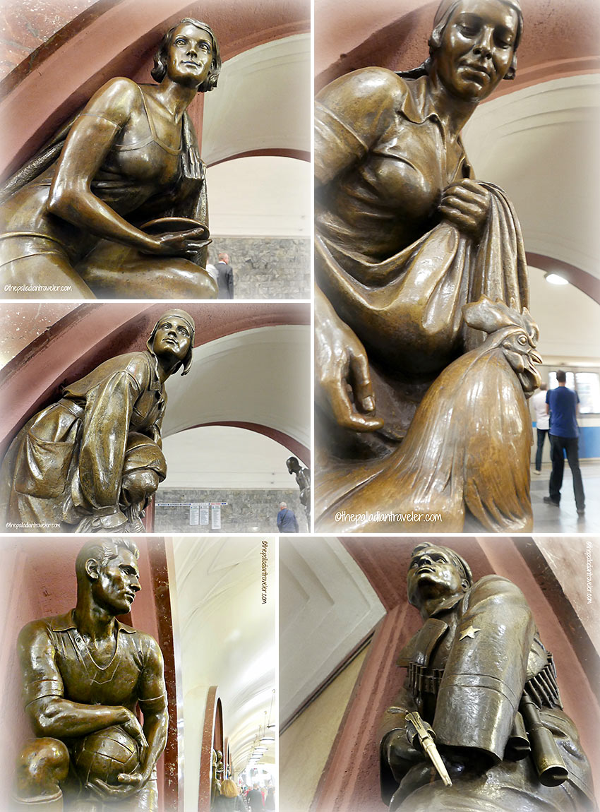 Matvey Manizer's bronze sculptures at the Ploshchad Revolyutsii (Revolution Square) station