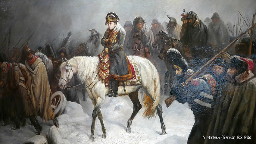 painting of Napoleon Bonaparte during the retreat from Russia, 1812