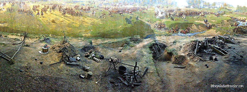 part of the 360-degree oil painting by Franz Roubaud with set recreation in the foreground
