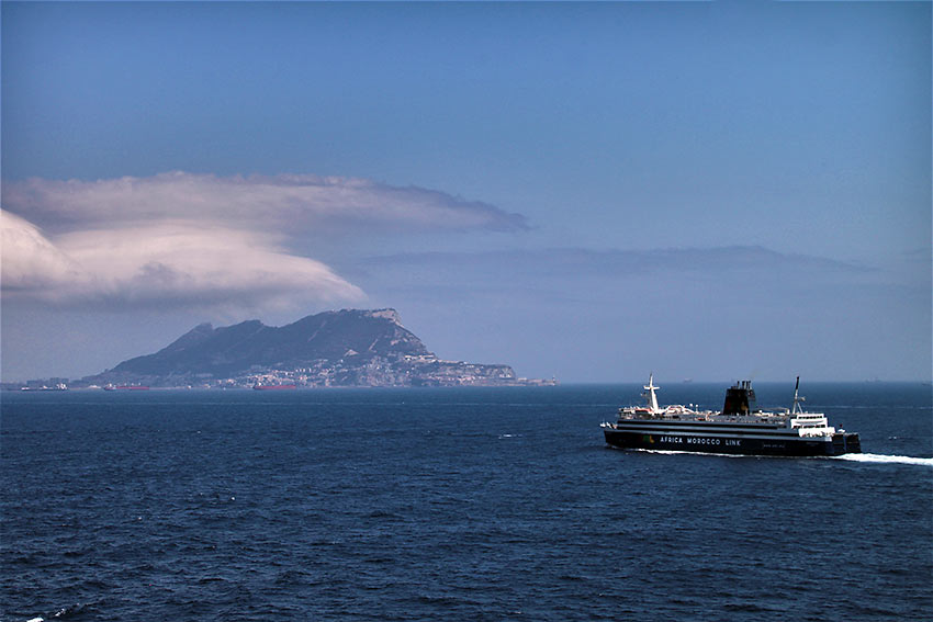 view of Gibraltar taken from the Strait of Gibraltar