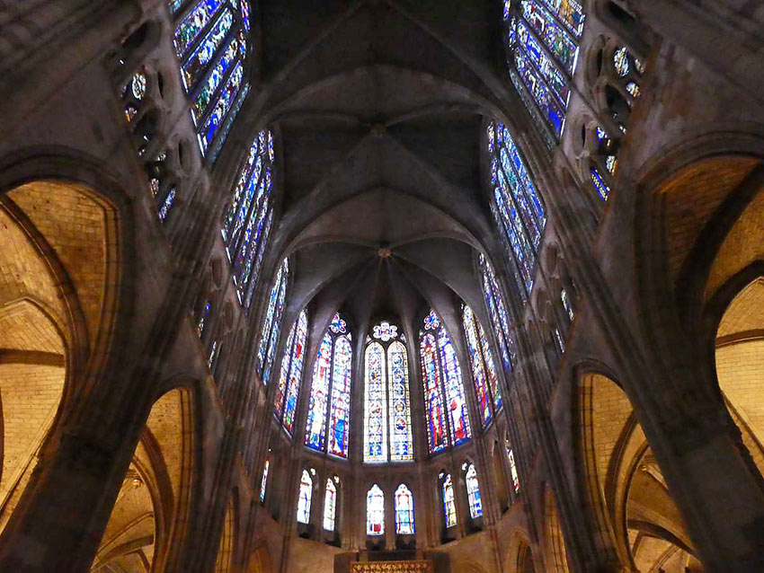 stained glass windows of a cathedral in Segovia