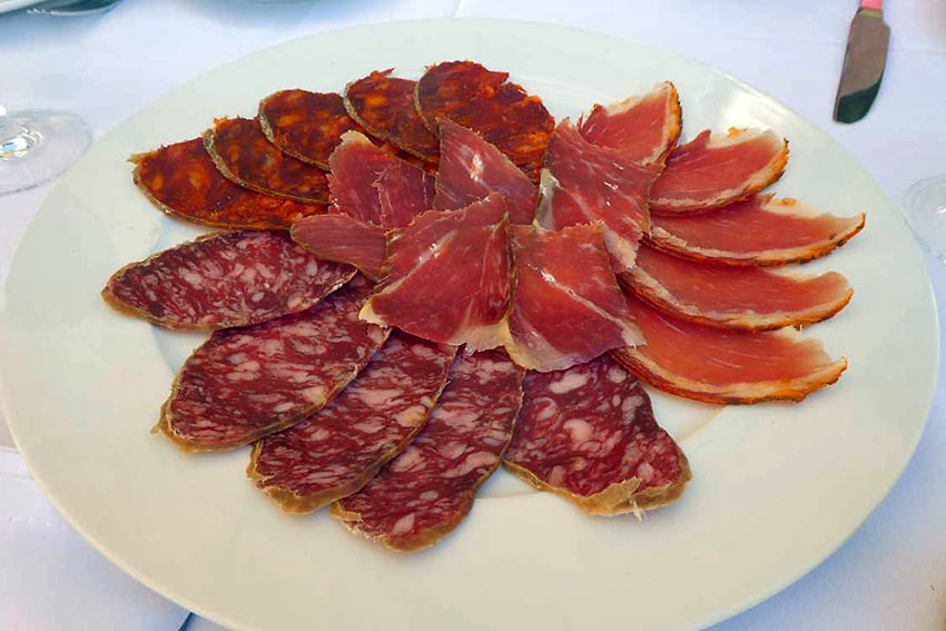 a plate of jamon