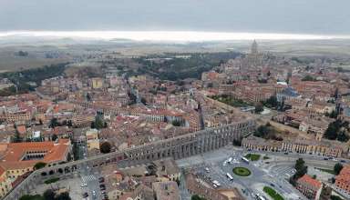 aerial view of the Segovia Aqueduct