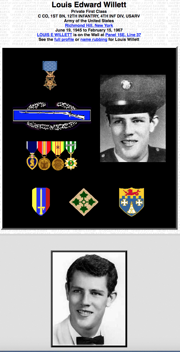 Willet: Killed in action Feb 15, 1967, Vietnam