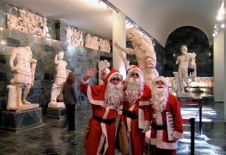 Santa Claus stand-ins at the Antalya Archeological Museum