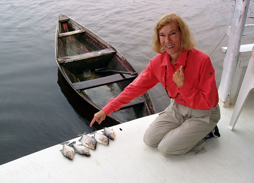 writer with piranha catch