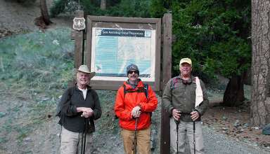 three friends on a hike to Mt. Baldy