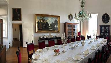 elegant dining room at the Palazzo Lanza Tomasi