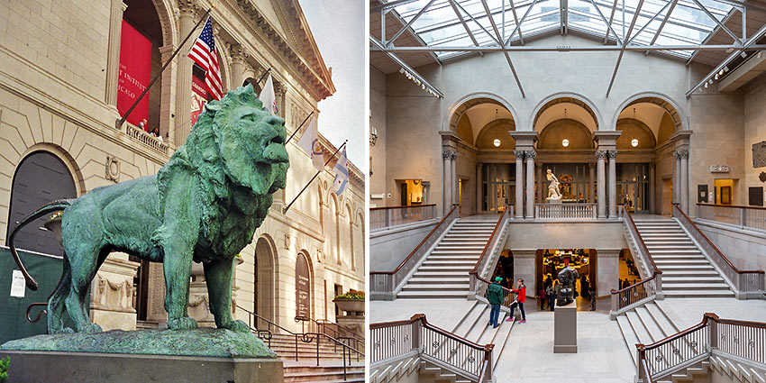 left photo by Kim Scarborough via Wikimedia Commons Art Institute of Chicago