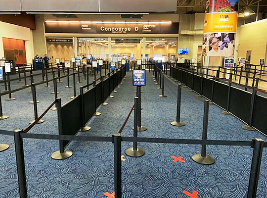 empty security lines at airport