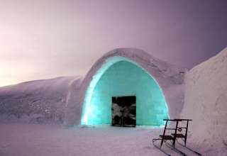 entrance of the Icehotel in Jukkasjärvi, Sweden