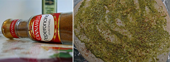 red pepper sprinled on top of piadina