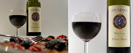 Savardo Pinot Nero Superiore paired with the flatbread pizza